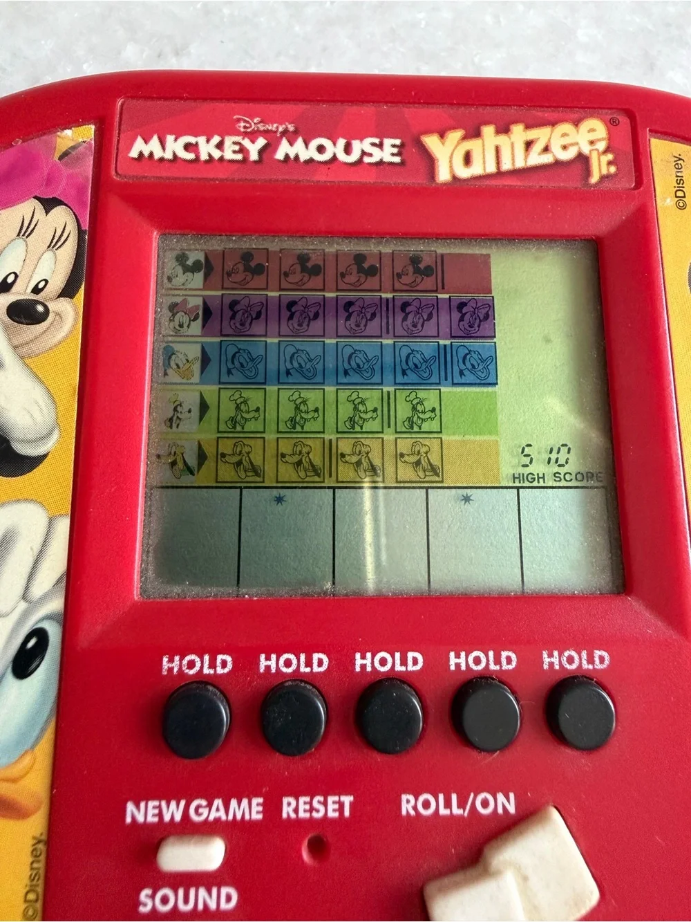Vintage Y2K Handheld Mickey Mouse Yahtzee Jr. Game Made in 2000 WORKS !!